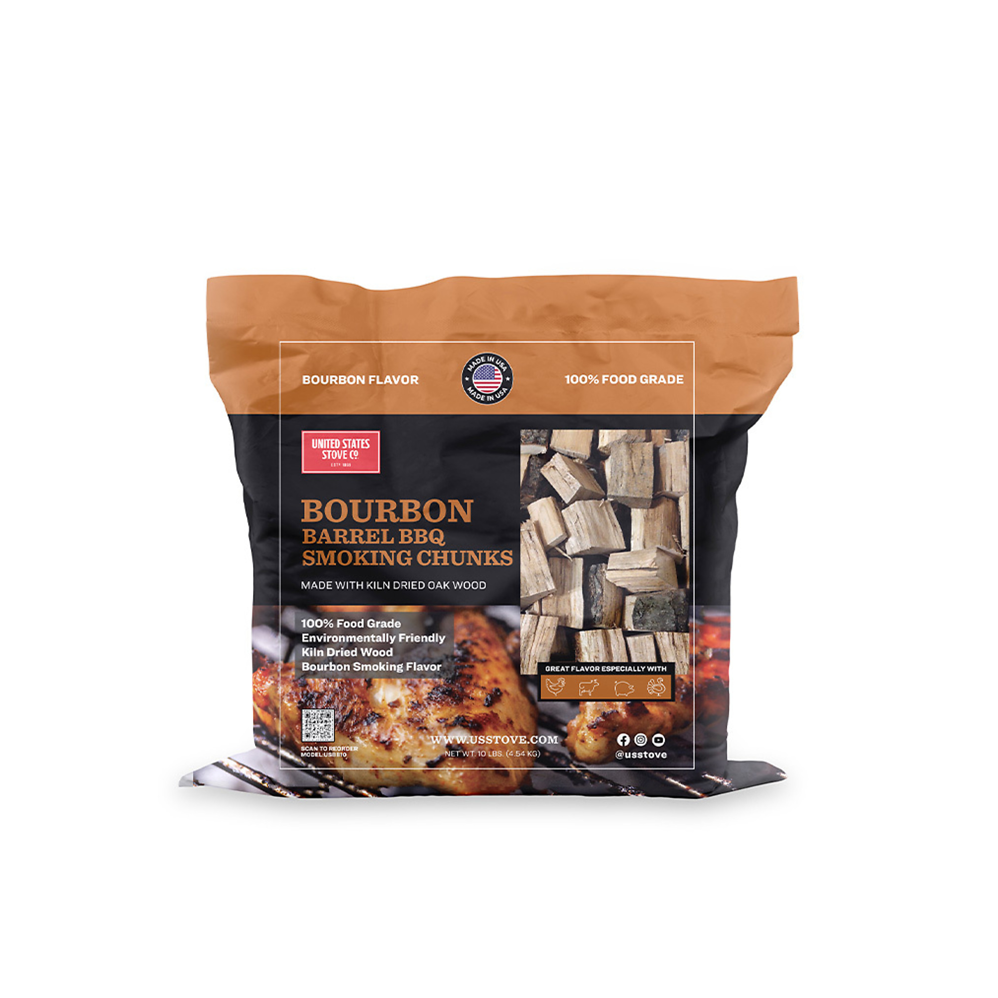 US Stove Company, Bourbon Barrel Smoking Chunks, Fuel Type Wood, Model# USBB10